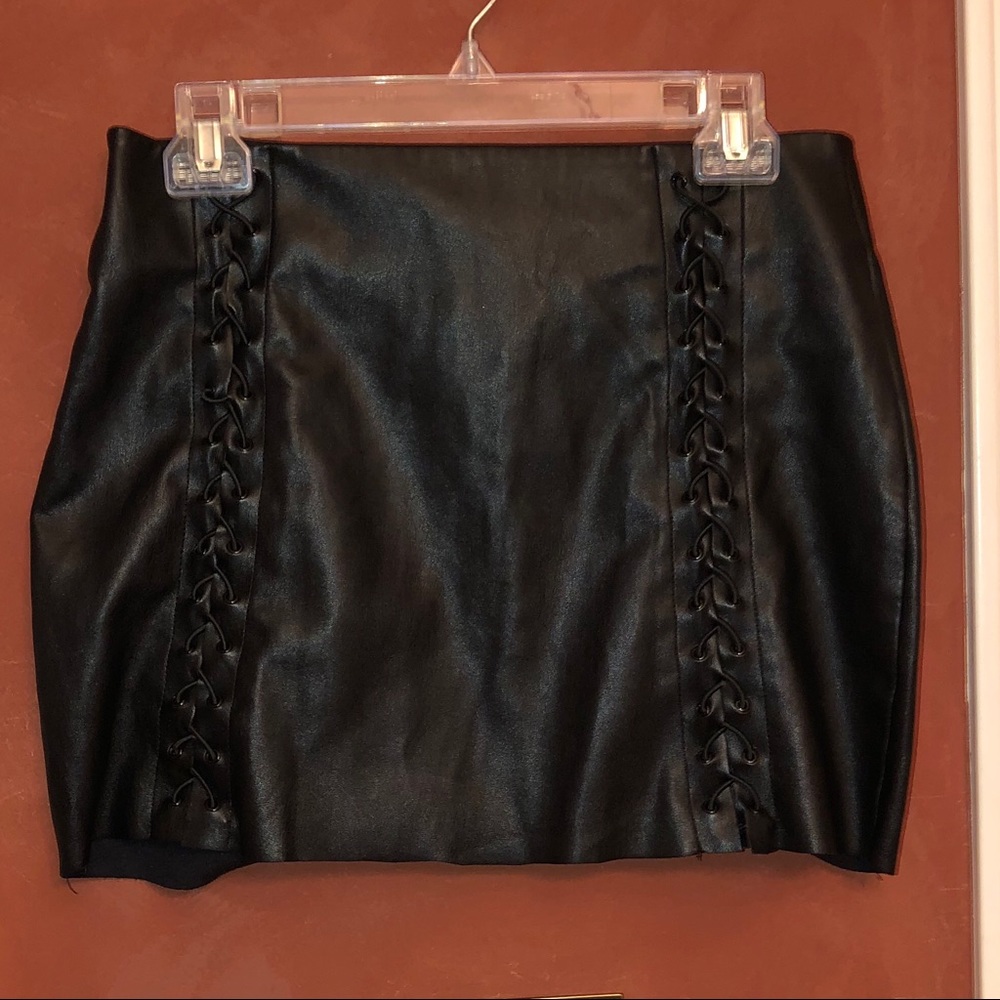 black leather skirt